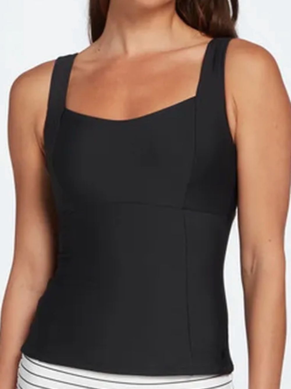 CALIA Women's Sculpt Tankini Top - Pure Black size Large
